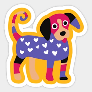 Colourful Cute Puppy Art Sticker